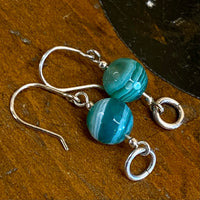 Striped green agate earrings