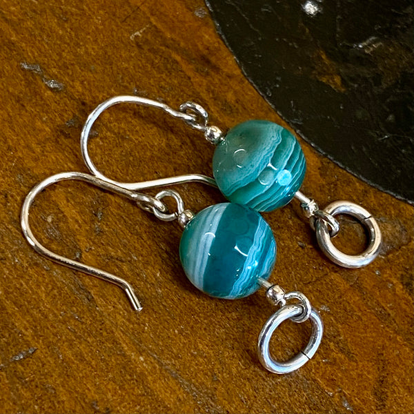 Striped green agate earrings