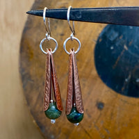 Copper and pounamu earrings