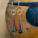 Copper and pounamu earrings