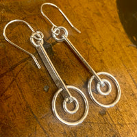 Sterling silver bar and hoop drop earrings