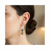 Gold pearl and tigers eye earrings