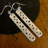Perforated sterling silver bar earrings