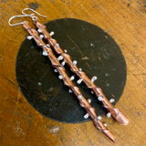 Copper and sterling silver bamboo look statement earrings
