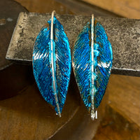 Blue copper and sterling silver earrings