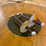 Chopstick, pearl and agate earrings