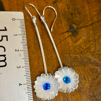 Fine silver and enamel flower earrings