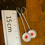 Fine silver and enamel flower earrings