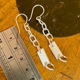 Sterling silver panels on vintage chain drop earrings