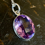 Amethyst in sterling silver necklace pendant