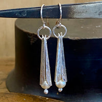 Fine silver and vintage pearl earrings