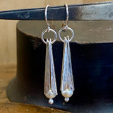 Fine silver and vintage pearl earrings