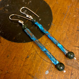 Copper, silver and double pounamu earrings