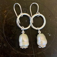 Vintage pearl and silver earrings