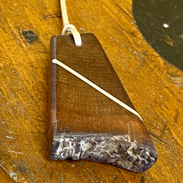 Swamp tōtara and sterling silver pendant/ necklace