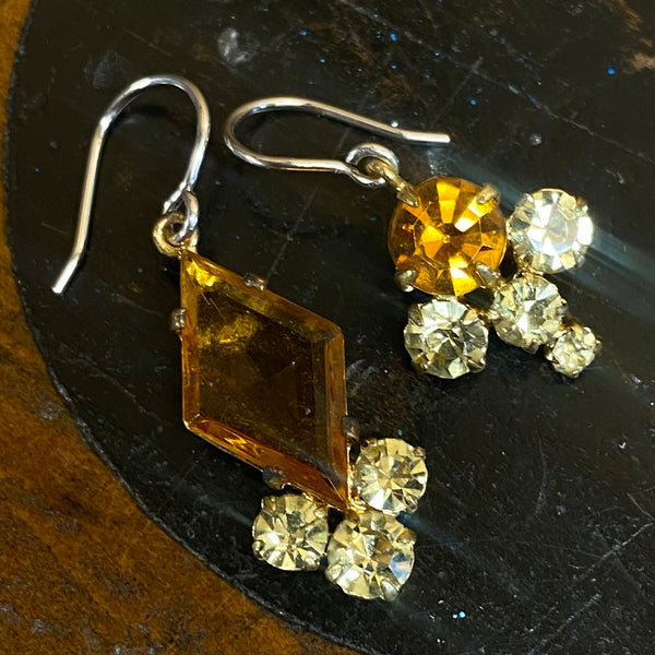 Vintage asymmetrical glass earrings