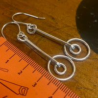 Sterling silver bar and hoop drop earrings