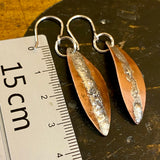 Copper and sterling silver leaf earrings