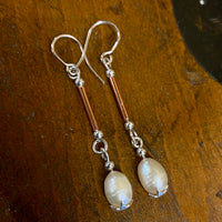 Vintage baroque pearls in fine silver star drop earrings