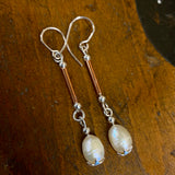 Vintage baroque pearls in fine silver star drop earrings