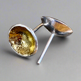 Fine silver and gold leaf stud earrings