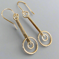 Sterling silver bar and hoop drop earrings