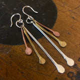 Silver, brass and copper combo earrings
