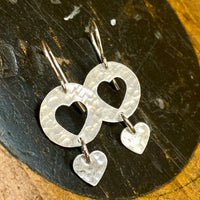 Fine silver heart earrings