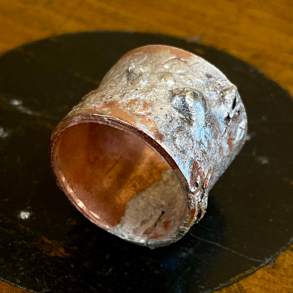 Copper and sterling silver ring