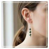 Triple pounamu and silver earrings