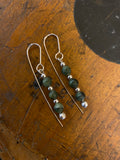 Triple pounamu and silver earrings