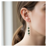 Triple pounamu and silver earrings