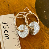 Large sterling silver hoop and disc earrings
