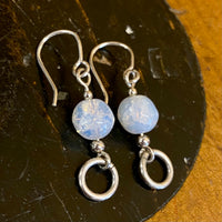 Opal stone and sterling silver earrings
