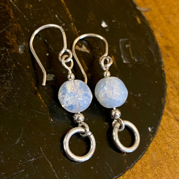 Opal stone and sterling silver earrings