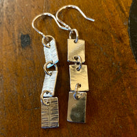 Articulated fine silver panel earrings