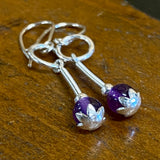 Amethyst and fine silver earrings