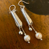Fine silver and vintage pearl earrings