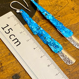 Huia range- blue copper and fine silver earrings