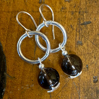 Smokey quartz and silver earrings