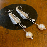 Fine silver and vintage pearl earrings