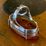 Vintage amber glass sterling silver statement ring