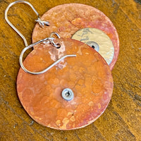 Copper and fine silver disc rivet earrings