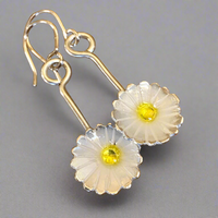Fine silver enameled daisy earrings
