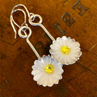 Fine silver enameled daisy earrings
