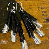 Huia range- black oxidised copper and fine silver earrings