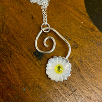 Fine silver and enamel daisy pendant
