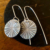 Radiating sterling silver disc earrings