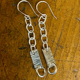 Sterling silver panels on vintage chain drop earrings