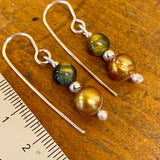 Gold pearl and tigers eye earrings